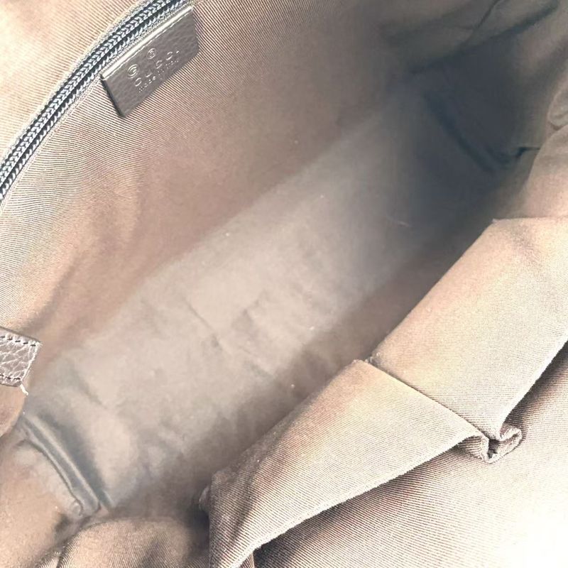 Gucci GG Canvas Leather X Canvas Khaki Beige X Dark Brown Shoulder Bag Silver