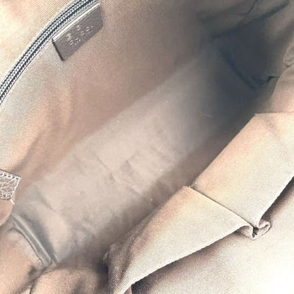 Gucci GG Canvas Leather X Canvas Khaki Beige X Dark Brown Shoulder Bag Silver