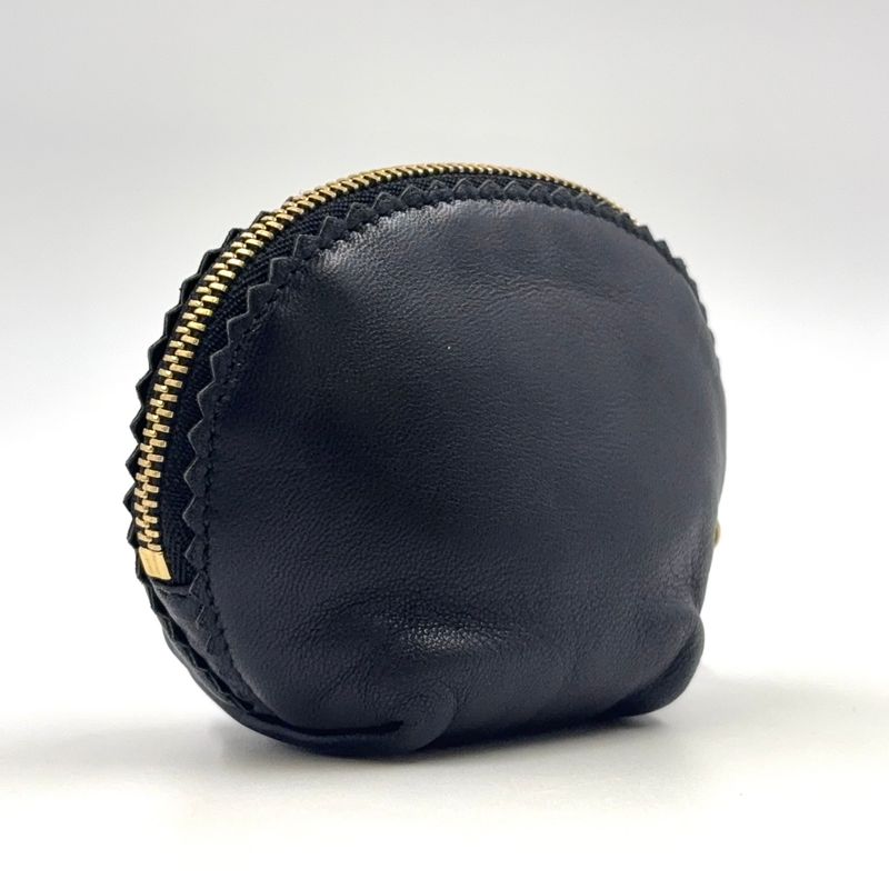 Loewe Anagram Nappa Coin Case Leather Black Pouch Gold