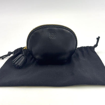 Loewe Anagram Nappa Coin Case Leather Black Pouch Gold