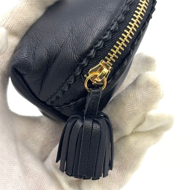 Loewe Anagram Nappa Coin Case Leather Black Pouch Gold