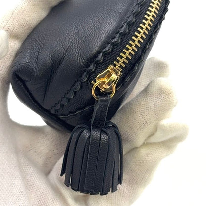 Loewe Anagram Nappa Coin Case Leather Black Pouch Gold