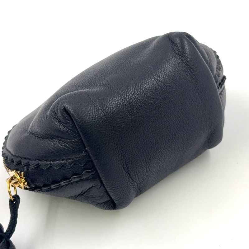 Loewe Anagram Nappa Coin Case Leather Black Pouch Gold