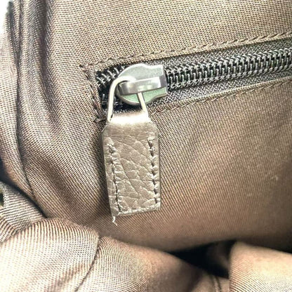 Gucci GG Canvas Leather X Canvas Khaki Beige X Dark Brown Shoulder Bag Silver