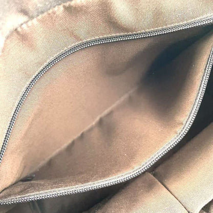 Gucci GG Canvas Leather X Canvas Khaki Beige X Dark Brown Shoulder Bag Silver