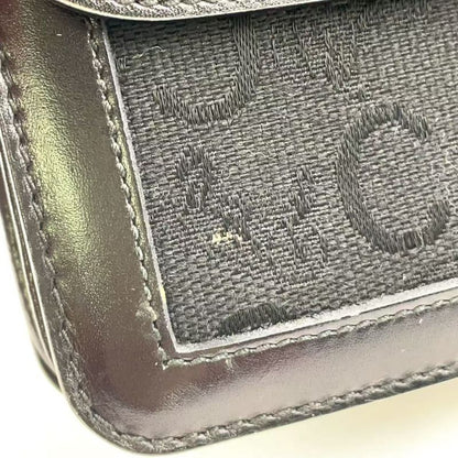 Celine Carriage Hardware Leather × Canvas Black One Shoulder Bag Gold