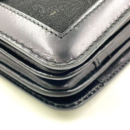 Celine Carriage Hardware Leather × Canvas Black One Shoulder Bag Gold