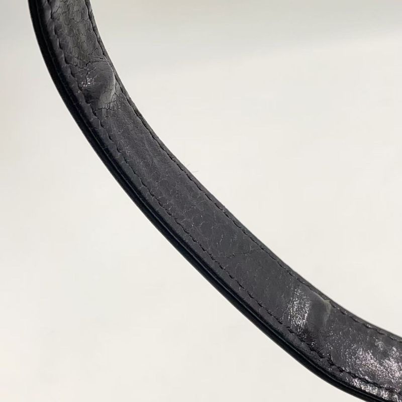 Celine Carriage Hardware Leather × Canvas Black One Shoulder Bag Gold