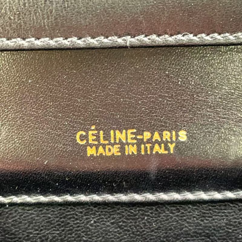 Celine Carriage Hardware Leather × Canvas Black One Shoulder Bag Gold