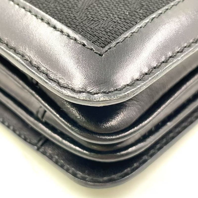 Celine Carriage Hardware Leather × Canvas Black One Shoulder Bag Gold