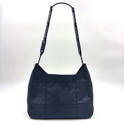 Prada Triangle Logo Plate Nylon Gray X Black Shoulder Bag Silver