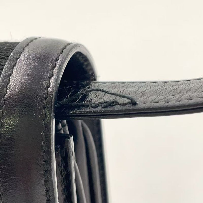 Celine Carriage Hardware Leather × Canvas Black One Shoulder Bag Gold