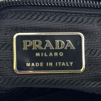 Prada Triangle Logo Plate Nylon Gray X Black Shoulder Bag Silver