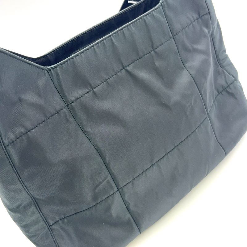 Prada Triangle Logo Plate Nylon Gray X Black Shoulder Bag Silver