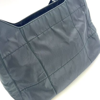 Prada Triangle Logo Plate Nylon Gray X Black Shoulder Bag Silver