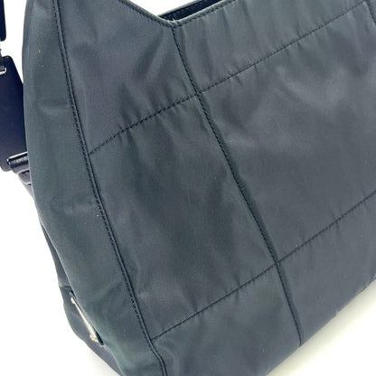 Prada Triangle Logo Plate Nylon Gray X Black Shoulder Bag Silver