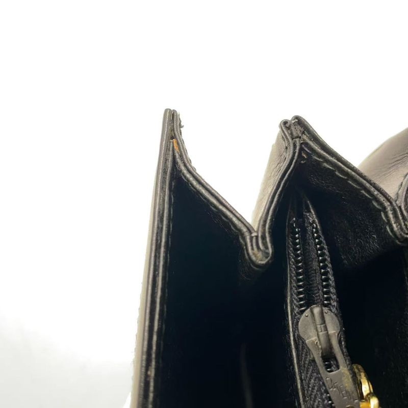 Celine Carriage Hardware Leather × Canvas Black One Shoulder Bag Gold