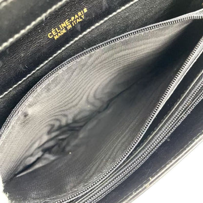 Celine Carriage Hardware Leather × Canvas Black One Shoulder Bag Gold