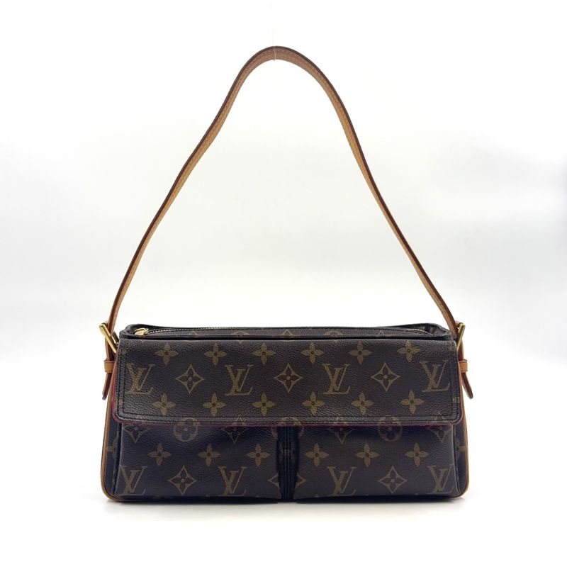Louis Vuitton Vivacite MM Monogram Leather × PVC Brown Shoulder Bag Gold M51164
