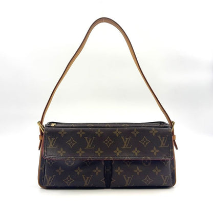 Louis Vuitton Vivacite MM Monogram Leather × PVC Brown Shoulder Bag Gold M51164