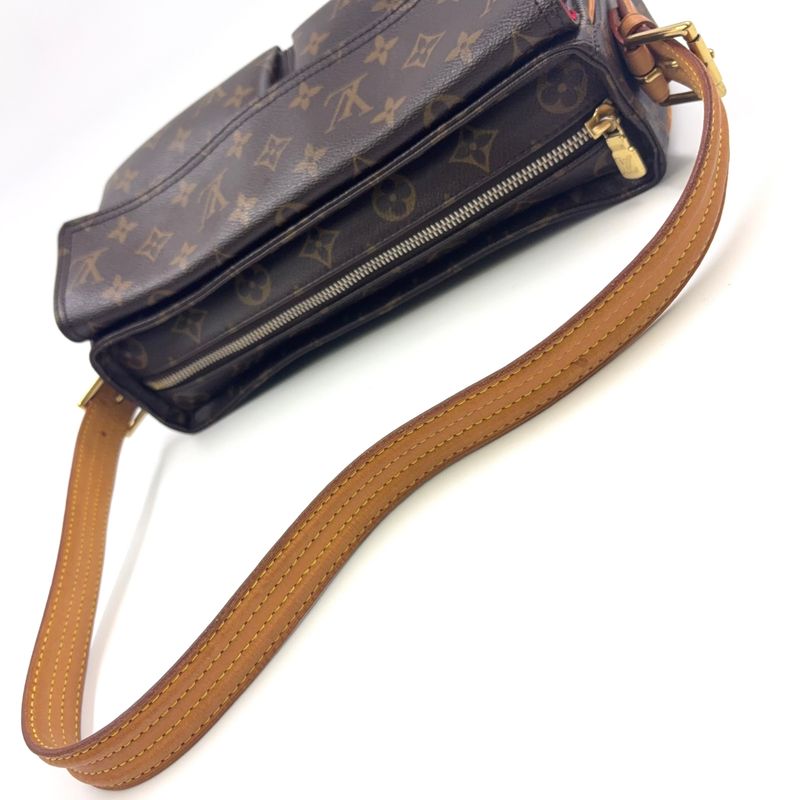 Louis Vuitton Vivacite MM Monogram Leather × PVC Brown Shoulder Bag Gold M51164