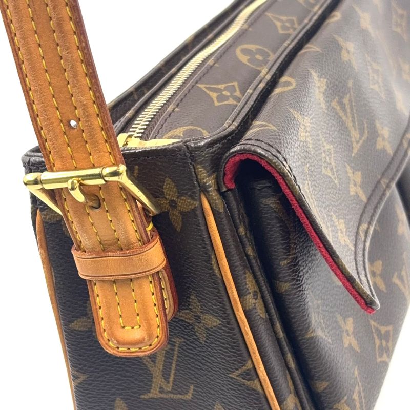 Louis Vuitton Vivacite MM Monogram Leather × PVC Brown Shoulder Bag Gold M51164