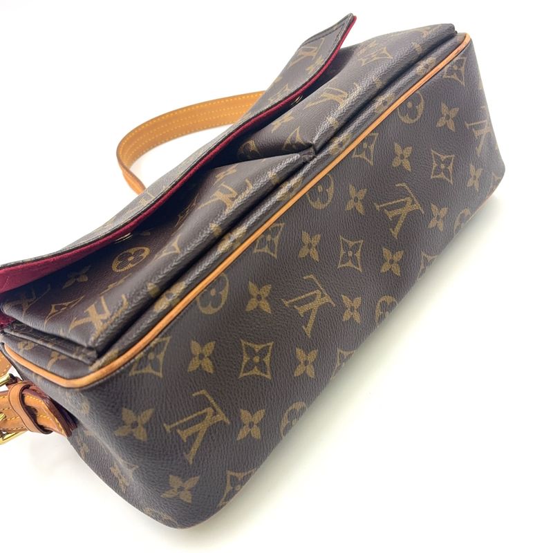 Louis Vuitton Vivacite MM Monogram Leather × PVC Brown Shoulder Bag Gold M51164