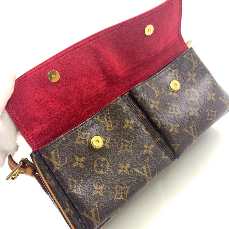 Louis Vuitton Vivacite MM Monogram Leather × PVC Brown Shoulder Bag Gold M51164
