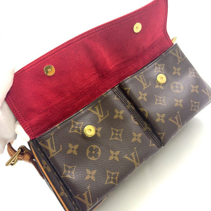 Louis Vuitton Vivacite MM Monogram Leather × PVC Brown Shoulder Bag Gold M51164