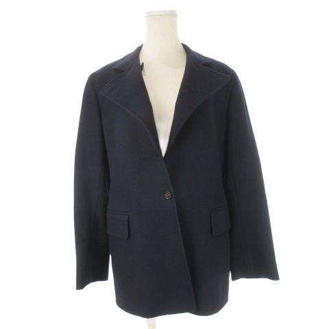 Celine Tailored Jacket Short Coat Fully Lined Melton Cashmere 38 M Navy Ck19 •