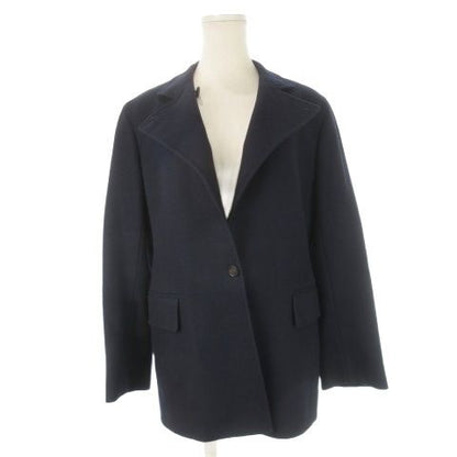 Celine Tailored Jacket Short Coat Fully Lined Melton Cashmere 38 M Navy Ck19 •