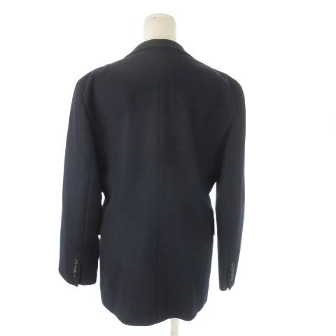 Celine Tailored Jacket Short Coat Fully Lined Melton Cashmere 38 M Navy Ck19 •