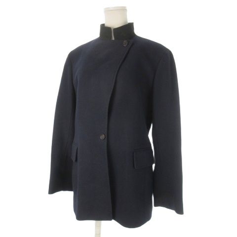 Celine Tailored Jacket Short Coat Fully Lined Melton Cashmere 38 M Navy Ck19 •