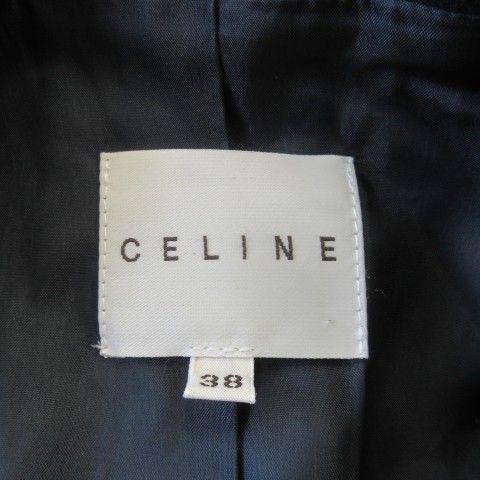 Celine Tailored Jacket Short Coat Fully Lined Melton Cashmere 38 M Navy Ck19 •
