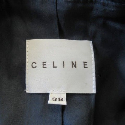 Celine Tailored Jacket Short Coat Fully Lined Melton Cashmere 38 M Navy Ck19 •