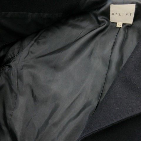 Celine Tailored Jacket Short Coat Fully Lined Melton Cashmere 38 M Navy Ck19 •