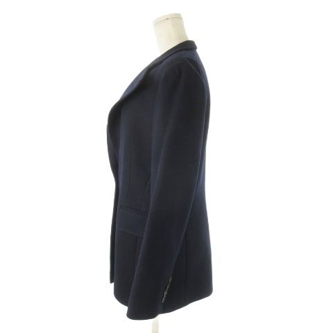 Celine Tailored Jacket Short Coat Fully Lined Melton Cashmere 38 M Navy Ck19 •