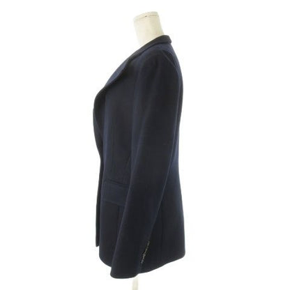 Celine Tailored Jacket Short Coat Fully Lined Melton Cashmere 38 M Navy Ck19 •