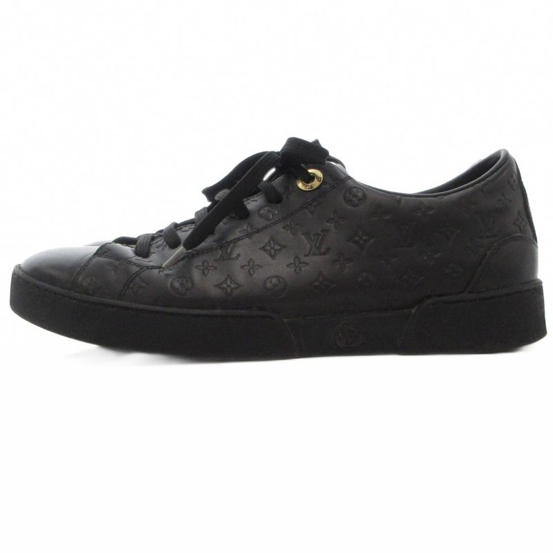 Louis Vuitton Monogram Low Cut Sneakers Leather Logo Shape Press All Over