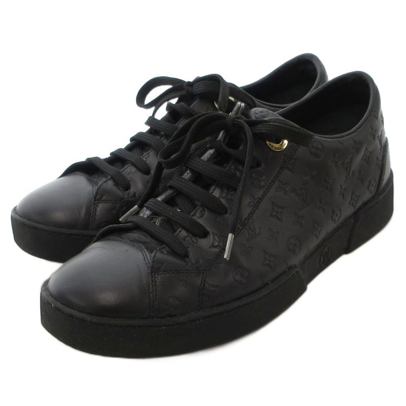 Louis Vuitton Monogram Low Cut Sneakers Leather Logo Shape Press All Over