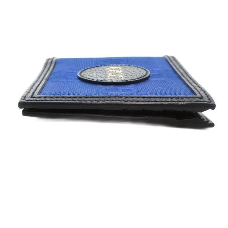 Gucci Off the Grid GG Canvas Bifold Wallet Logo Jacquard Leather Switch Blue