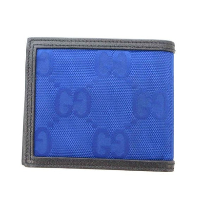 Gucci Off the Grid GG Canvas Bifold Wallet Logo Jacquard Leather Switch Blue