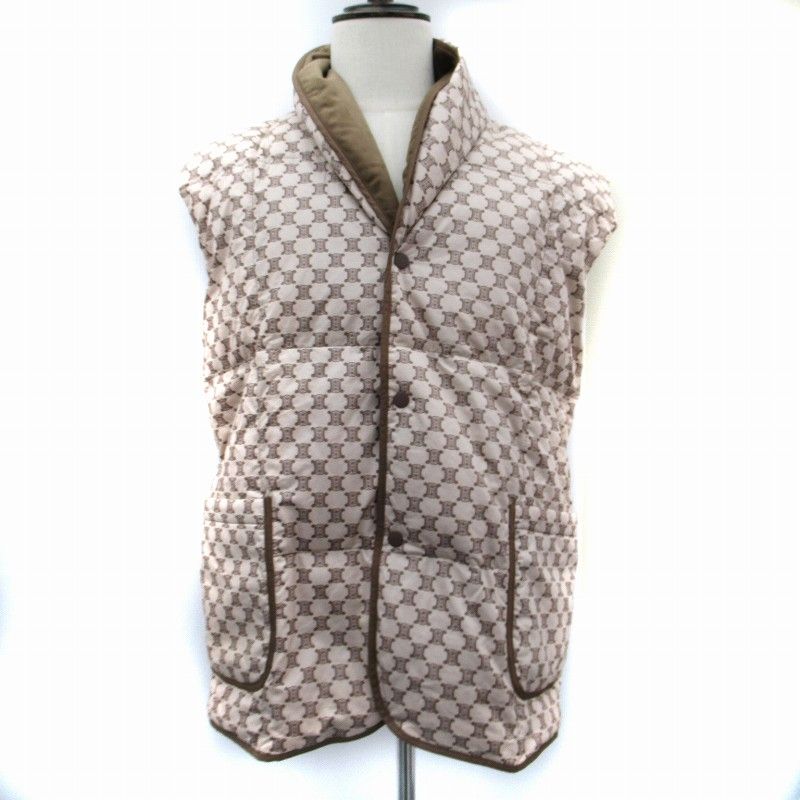 Celine × Nishikaw a Down Vest Jacket Mid Length Macadam Pattern Beige Sm18 • Gy18