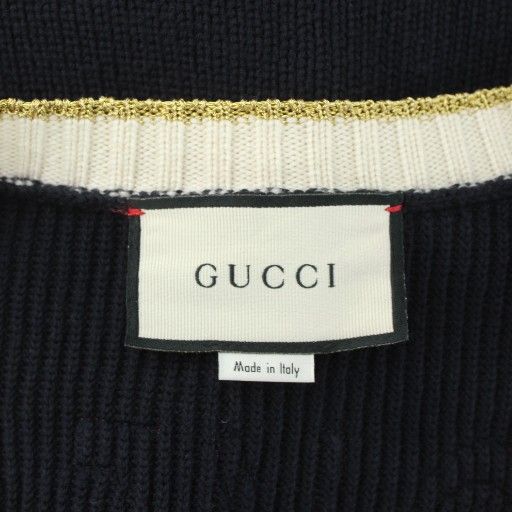 Gucci Loved Cardigan Knit Embroidery Navy Embroidery GG Pearl Button Pp • Gy40