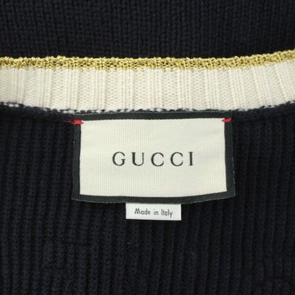 Gucci Loved Cardigan Knit Embroidery Navy Embroidery GG Pearl Button Pp • Gy40