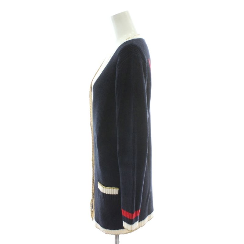 Gucci Loved Cardigan Knit Embroidery Navy Embroidery GG Pearl Button Pp • Gy40