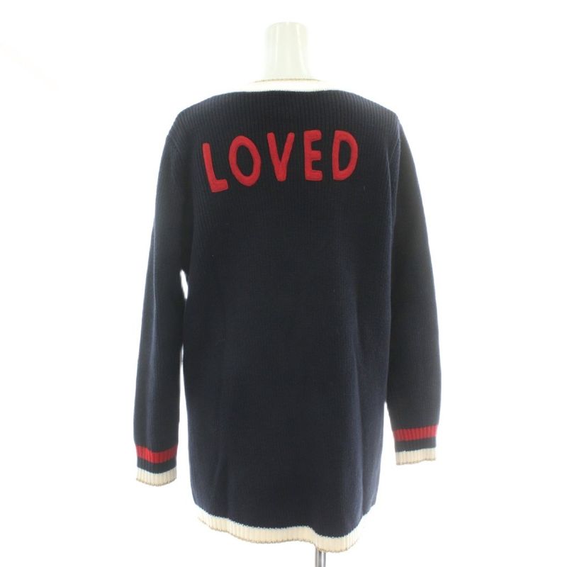 Gucci Loved Cardigan Knit Embroidery Navy Embroidery GG Pearl Button Pp • Gy40