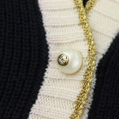 Gucci Loved Cardigan Knit Embroidery Navy Embroidery GG Pearl Button Pp • Gy40