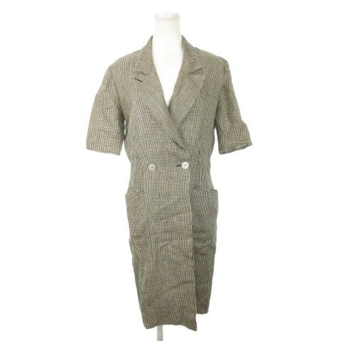 Christian Dior Coordonnees Long Jacket Tailor Collar Double Short Sleeve Check