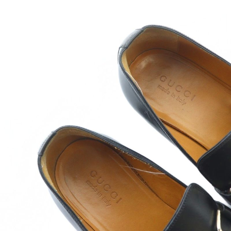 Gucci Business Shoes Leather Shoes Logo Square Toe Horsebit Leather 43 28cm